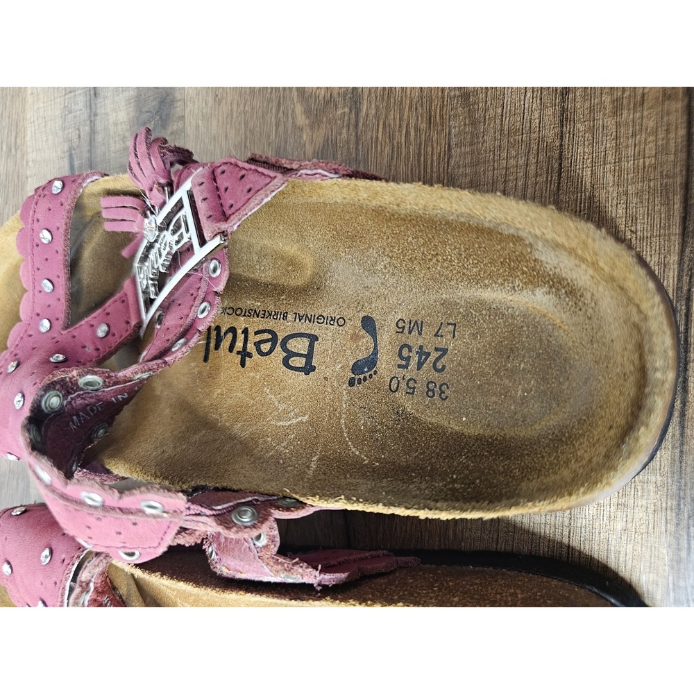 Birkenstock Betula Krystle Sandal Pink Leather Slide Studded Shoes EU 38.5 US 7 - Picture 4 of 7